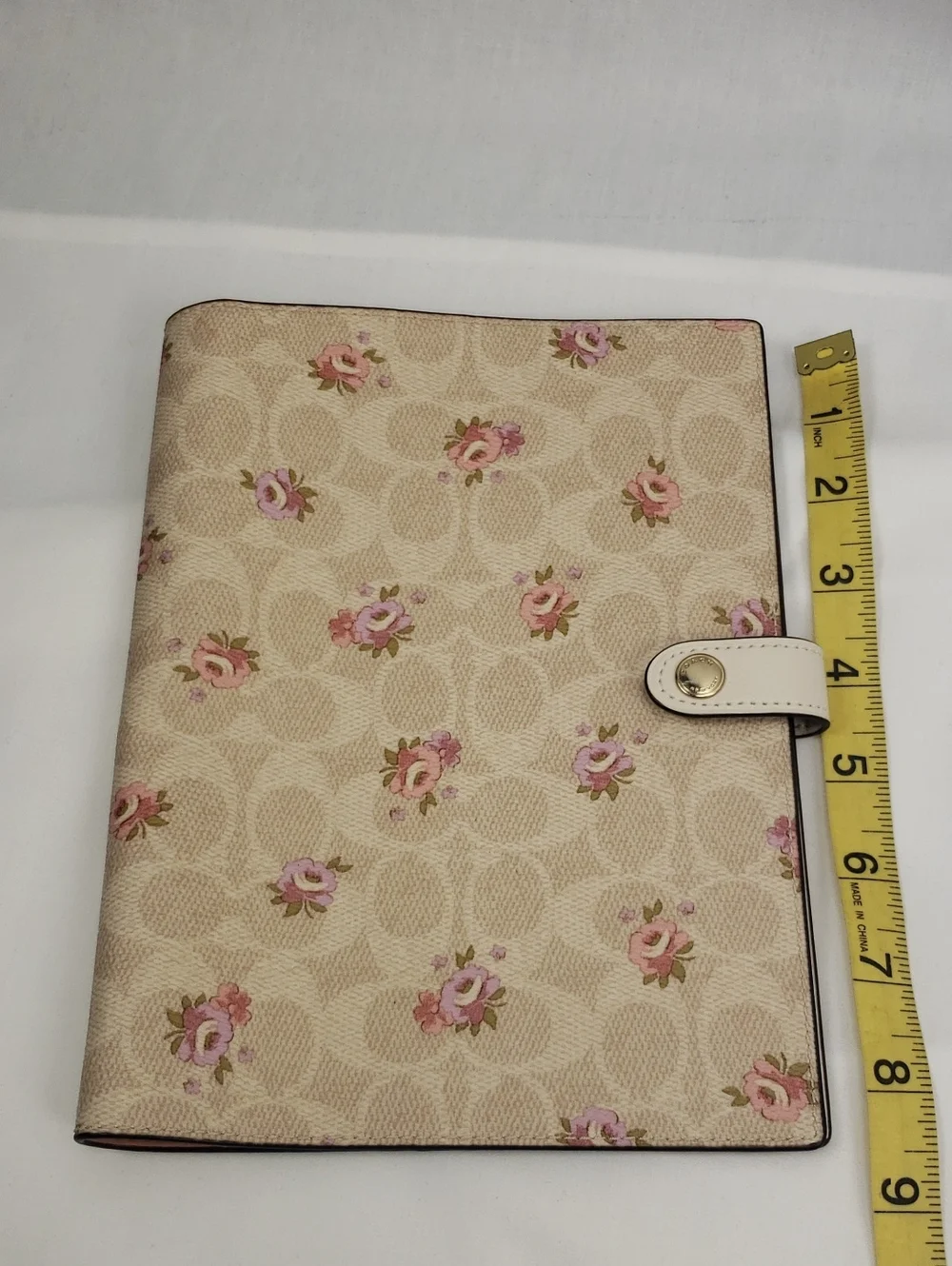 Coach Floral Notebook Cover with Signature Print - Beige and Pink